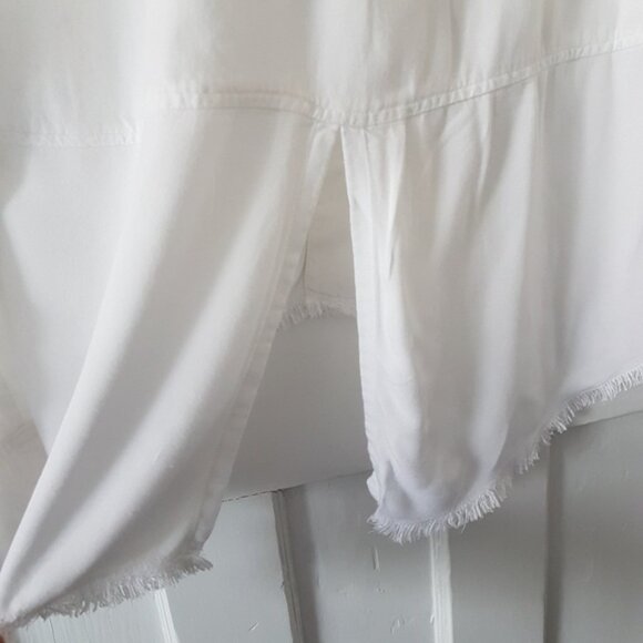 Cloth & Stone Boho Frayed Button Front Blouse Top White Sz M - Picture 11 of 14